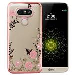 LG G5 Flower Bloemen Case Diamant Crystal TPU Hoesje - Rosegold