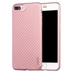 iPhone 7+ Plus X-LEVEL 0.8mm Carbon fiber Textuur TPU Soft Case - Rosegold