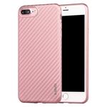 iPhone 7+ Plus X-LEVEL 0.8mm Carbon fiber Textuur TPU Soft Case - Rosegold