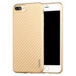 iPhone 7+ Plus X-LEVEL 0.8mm Carbon fiber Textuur TPU Soft Case - goud