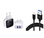 Olesit 3.4A 17W Snellader Adapter 2 Poort + Micro USB 1.5M 2.1A Kabel High Speed - Geschikt voor Gal