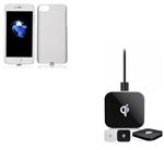 iPhone 7 Plus 3 in 1 set Draadloos Opladen Wireless Premium Transparante Receiver Case Wit + DUAL QI