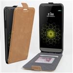 Luxe PU Lederen Soft Case Hand Flip Cover LG G5 - Bruin