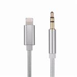 DrPhone SC5 Flex – Lightning naar 3.5mm Aux Kabel – Nylon Gevlochten – 1M – Zilver