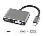 DrPhone CHX - 2 in 1 Adapter USB-C naar HDMI & VGA - 4k 3840*2160P / 30Hz - 2 Display Aansluiten - S