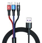 DrPhone MX3 - 3 IN 1 USB Kabel LED - Micro / USB-C  / Lightning Apple – Snellader  – Rood – Zwart – 