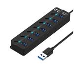 DrPhone Xtreme3- USB hub 7 poorten - 3.0 hub - Per poort aan/uit zetten - 5 Gbps - Led-indicatie - Z