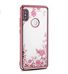 DrPhone P Smart 2019 / Honor 10 Lite Flower Bloemen Case Diamant Crystal TPU Hoesje - Rosegold