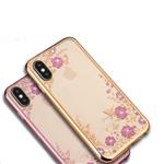 DrPhone iPhone X/XS Flower Bloemen Case Diamant Crystal TPU Hoesje Rose Gold - DrPhone Official Prod