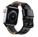 DrPhone Apple Watch 1/2/3/4 - 38mm - 40mm - Horlogeband Lederen Handgemaakte Stiksels Armband - Zwar
