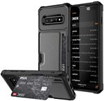DrPhone Galaxy S10+Plus TPU Kaarhouder Armor Case met magnetische autohouder ondersteuning - Zwart