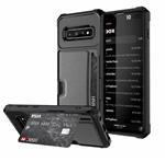 DrPhone Galaxy S10+ Plus TPU Kaarthouder Armor Case  met Verstevigde hoeken & magnetische autohouder