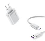 DrPhone iCON - 36W - 2 Poort Fast Charge Oplader voor o.a. Samsung + 2 Meter USB-C Oplaadkabel - 5A 