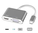 DrPhone CHX - 2 in 1 Adapter USB-C naar HDMI & VGA - 4k 3840*2160P / 30Hz - 2 Display Aansluiten - Z