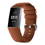 DrPhone HB1 - Horloge Band - Siliconen - FitBit Charge 3 - Regelbare Standen - Grijze Gesp - Bruin