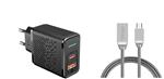 DrPhone HALOM1 - 18W snellader + Metalen Micro USB Kabel - Anti-knik - LED indicator - 1 Meter - Zwa