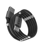 DrPhone MAG1 - USB-C - 3A - Kabel Type-C - Magnetisch Oprolsysteem - 1 Meter Oplaadkabel - Zwart