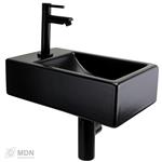 Fonteintje mat zwart keramiek links