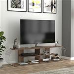 [en.casa] TV meubel Robertsfors 180x31x42 cm walnootkleurig en chroom