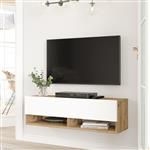 [en.casa] Tv-meubel Laitila 2 opbergvakken 100x31,5x29,5cm houtkleurig en wit