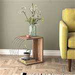 [en.casa] Bijzettafel Vefsn 46x30x42 cm walnootkleurig en chroom