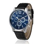 Luxe Heren Horloge - Kwarts Uurwerk Leren Bandje Blauw Zilver
