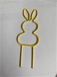 Metalen frame Haas haasje staand oor op steker 10 cm Geel OP=OP Steker Metal Rabbit pick eenmalig ar