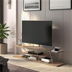 [en.casa] TV meubel Säffle 143x33x30 cm walnootkleurig en wit