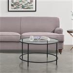 Salontafel Kouvola rond glas en metaal 45,5xØ84 cm zwart