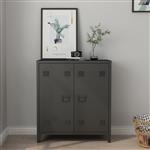 [en.casa] Kantoorkast Oripää metaal 90x80x33 cm zwart