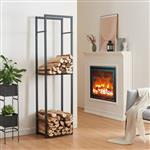 [en.casa] Brandhout rek Ulvila houtopslag 170x45x30 cm zwart