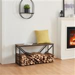 [en.casa] Brandhout rek Vaasa houtopslag 50x100x30 cm zwart en houtkleurig donker