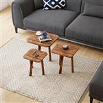 [en.casa] Bijzettafel set van 3 Masku grenen houtkleurig donker