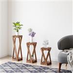 [en.casa] Bijzettafel set van 3 Muonio grenen houtkleurig donker