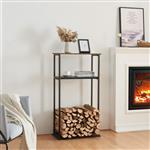 [en.casa] Brandhout rek Turku houtopslag 112x60x30 cm zwart en houtkleurig donker