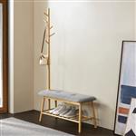 [en.casa] Schoenenrek Bygland met kapstok 165x90x34 cm houtkleurig en grijs