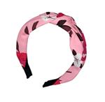 Diadeem - haarband met knoop - roze - met bloemen