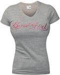 Bad Girl T-shirt met V-hals Grijs Roze