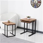 Bijzettafel set van 3 Augustenborg zwart en walnootkleurig