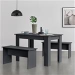 Eethoek set tafel 110x70x73 en banken 86,5x33x43,5 cm grijs