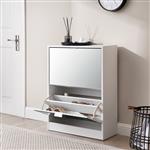 [en.casa] Schoenenkast Kragerø met spiegels 80x60x24 cm wit