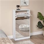 [en.casa] Schoenenkast Kragerø met spiegels 115x60x24 cm wit