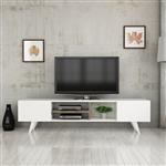 [en.casa] TV meubel Assens 160x31x40 cm wit en walnootkleurig