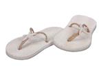Houten slippers wit zand 8.5*17.5cm set  Flipflops Maritiem zand/wit