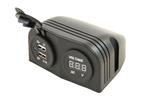 Power Line Voltmeter + 2x USB Lader Opbouw Zwart