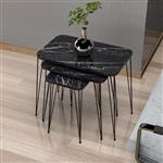 [en.casa] Bijzettafel Rudkøbing set van 3 marmer zwart en zwart