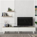 [en.casa] TV-meubel met plankenset Saarijärvi eiken en wit