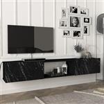 [en.casa] Tv-meubel Paltamo zwevend 180x31x29,5 cm marmer zwart