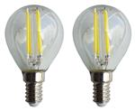 E14 kogellamp G45 2 stuks | LED 4W=40W gloeilamp | daglichtwit filament 6500K | 230V