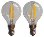 E14 kogellamp G45 2 stuks | LED 4W=40W | daglichtwit filament 6500K | 230V